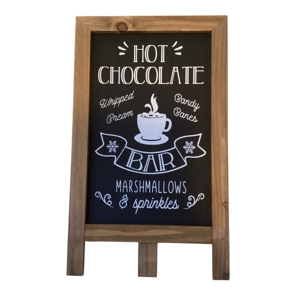 Other - Rustic Wooden Hot Chocolate Bar Sign – Freestanding Chalkboard Style